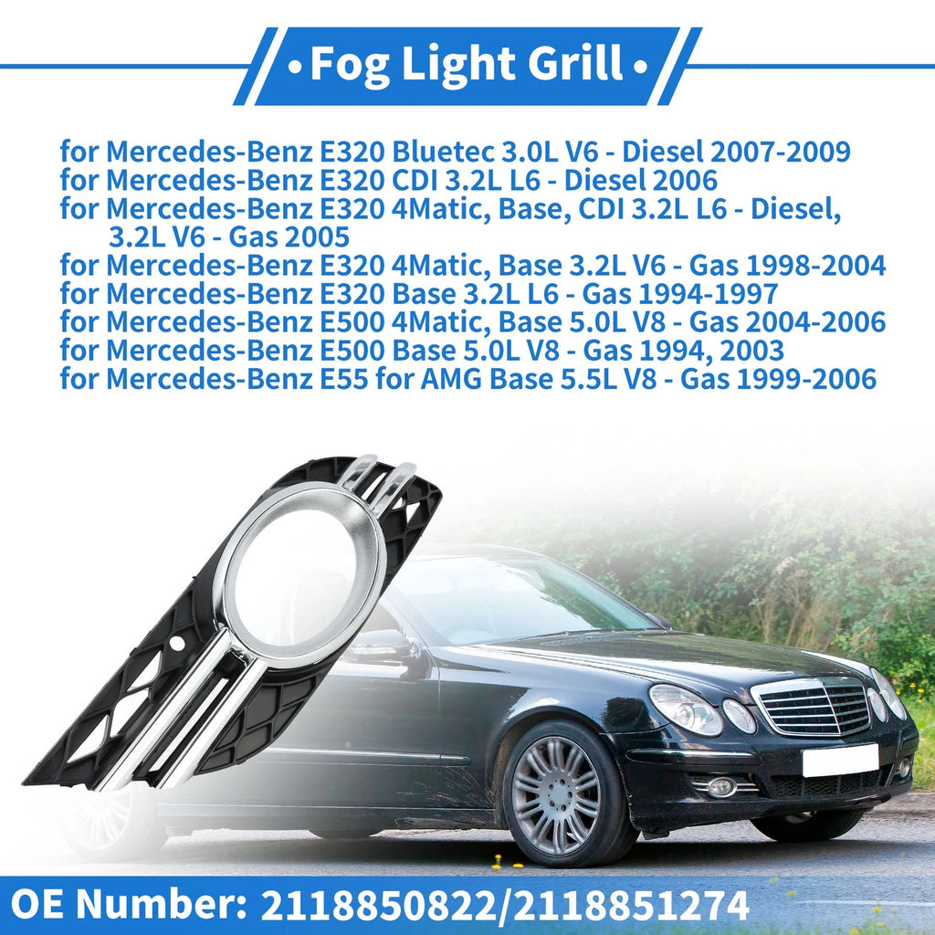 Front Right Bumper Fog Light Cover Replacement for Mercedes-Benz E320 (2002–2009)