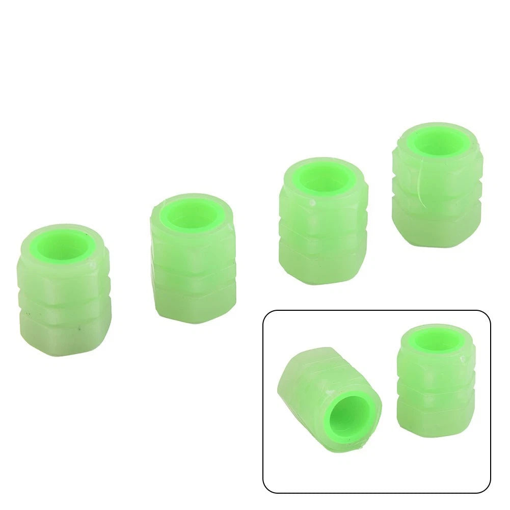 4X Luminous Tire Valve Caps for Vehicle Wheel Glow Dust Cover Kit