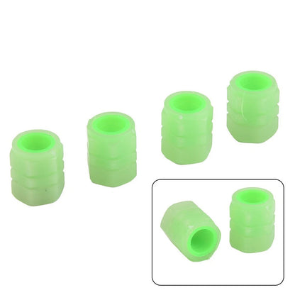 4X Luminous Tire Valve Caps for Vehicle Wheel Glow Dust Cover Kit