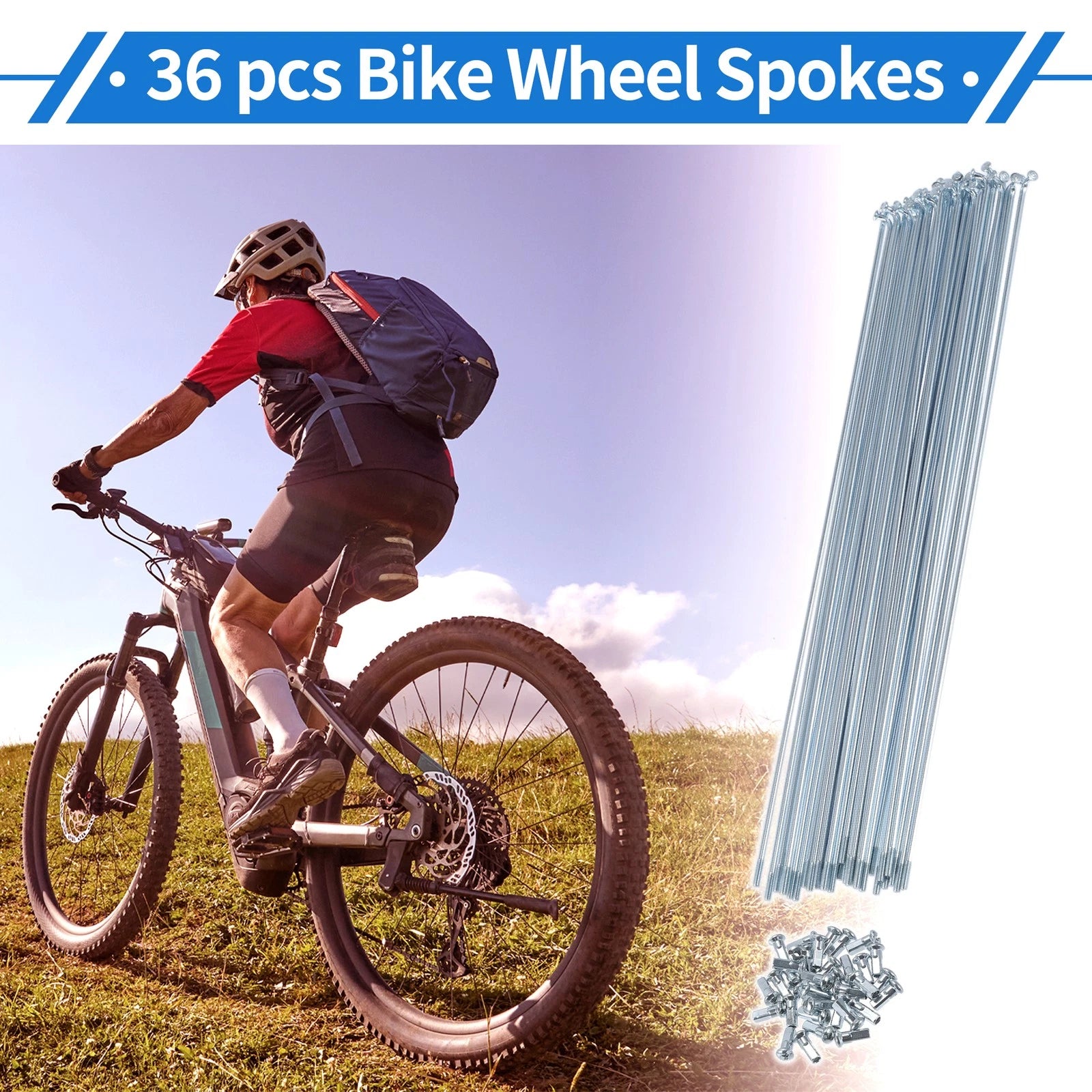 Bicycle Spokes Nipple Replacement 286mm Carbon Steel for Universal Set