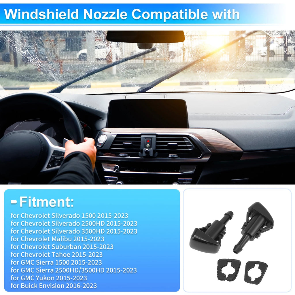 2X Windshield Washer Nozzle for Chevrolet Silverado 1500 (2014–2019) Replace No.23181646