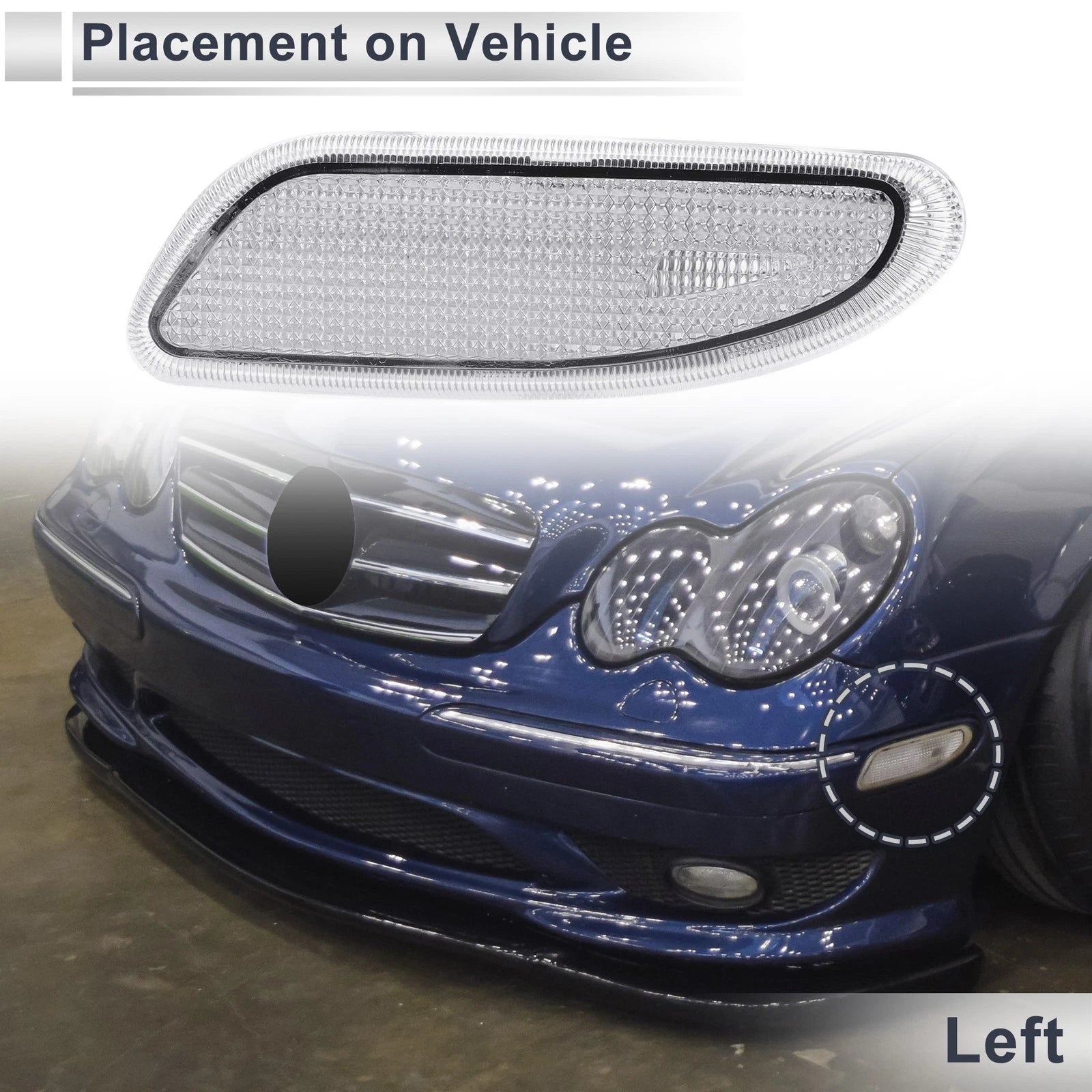 Left Front Bumper Side Marker Light Cover Replacement for Mercedes-Benz (2017–2022)