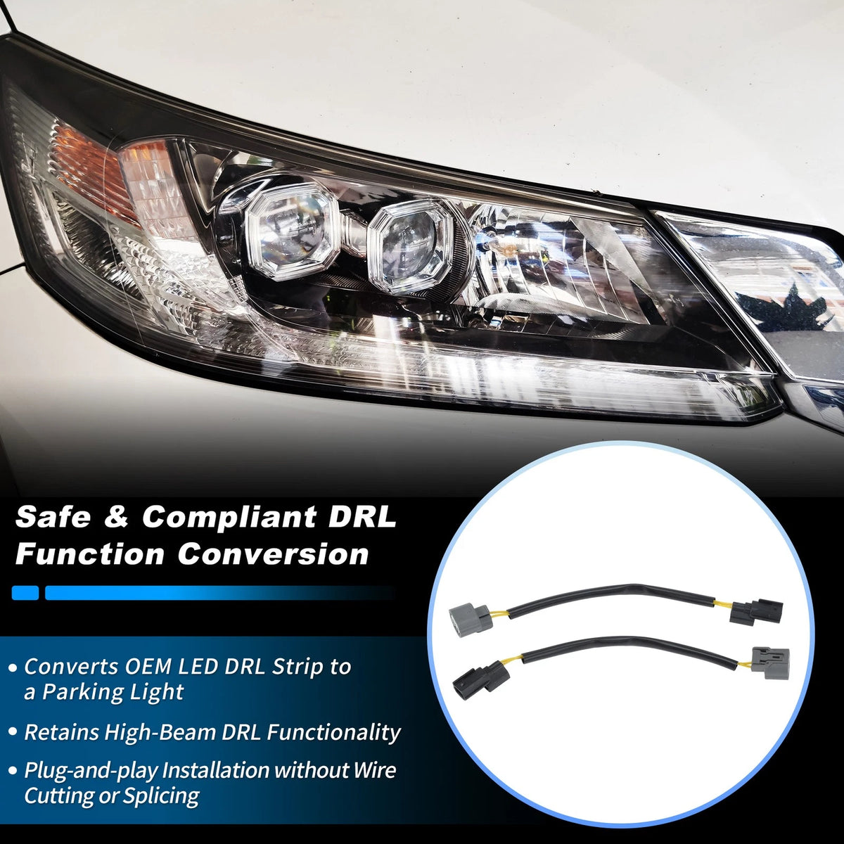 2X LED DRL to Parking Light Adapter Harness for Honda Accord (2013–2015)