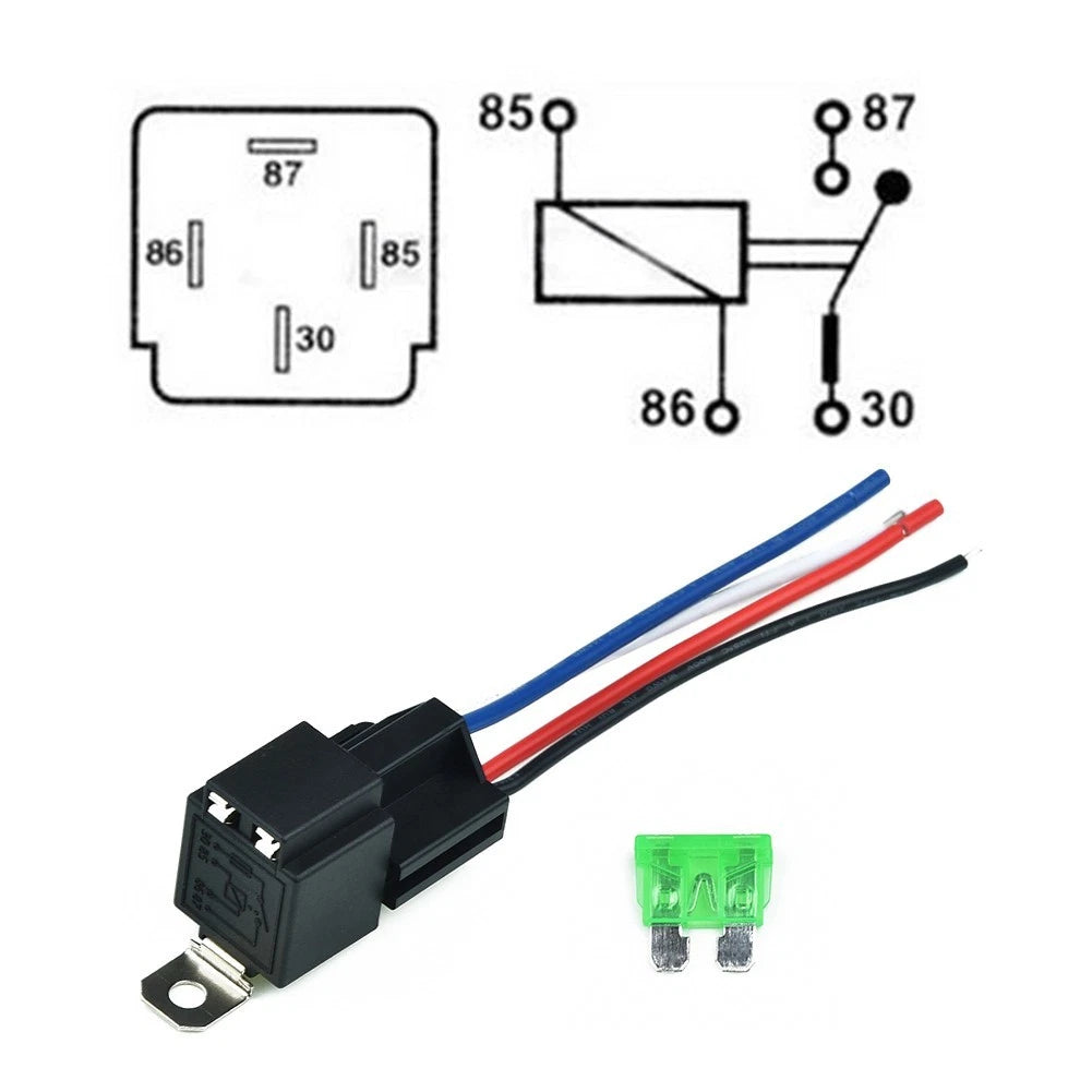 4 Pin Amp Relay with Socket Base and Wires for Universal Applications (30A)
