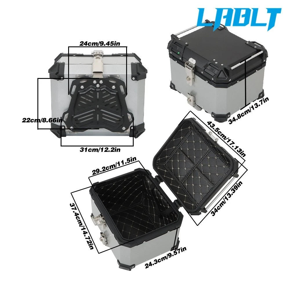 45L Silver Motorcycle Tour Tail Box for Universal Models (Waterproof)