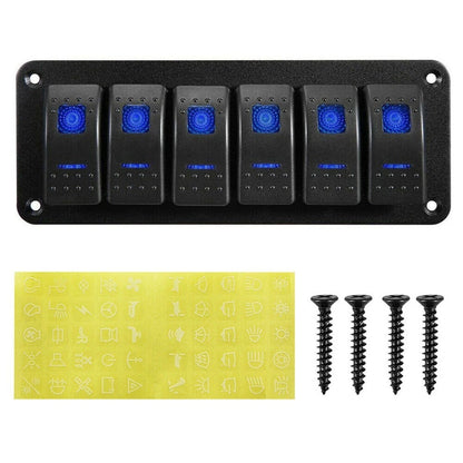 6 Gang Switch Panel for Marine Boat RV 12V (IP67 Waterproof)