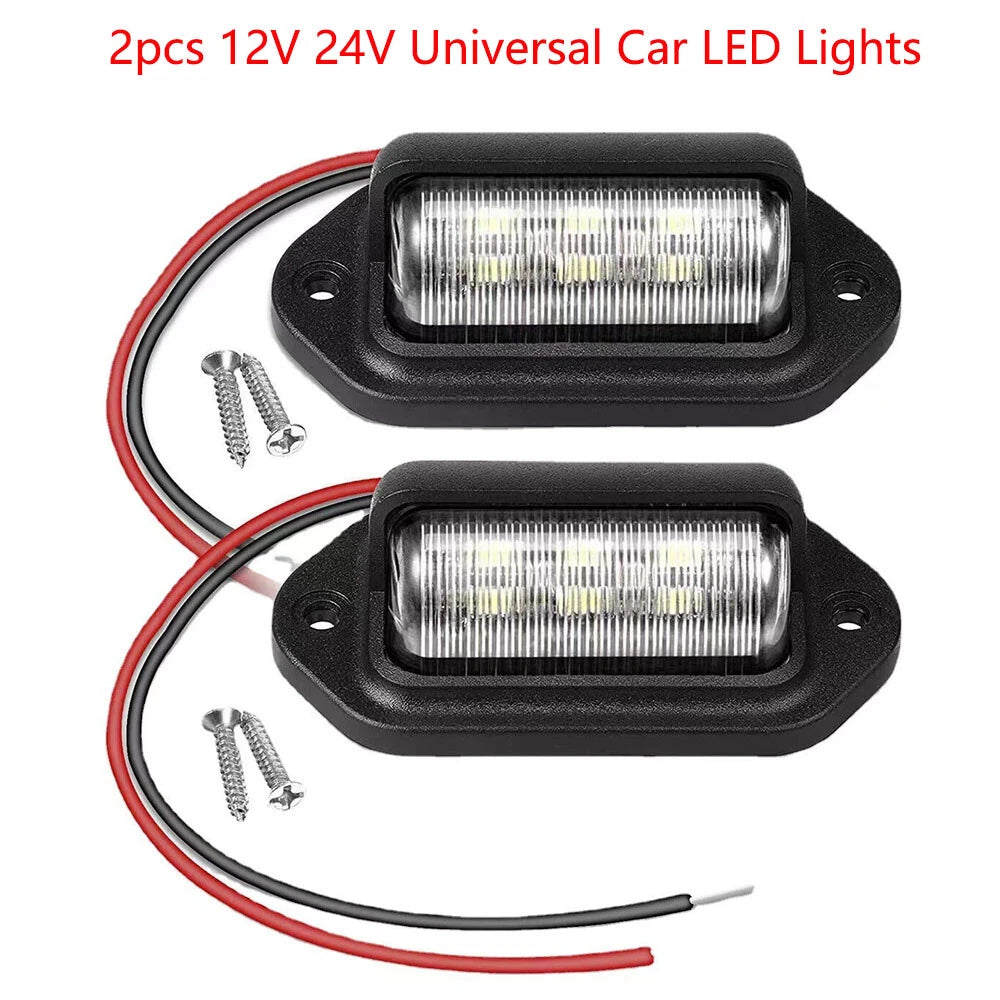2Pcs 6LED License Plate Lights for Car (12V–24V) 6633mm