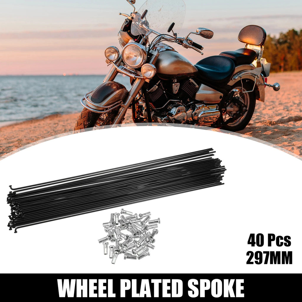 Bicycle Steel Spokes 14G 297mm Replacement with Nipples for Most Bikes
