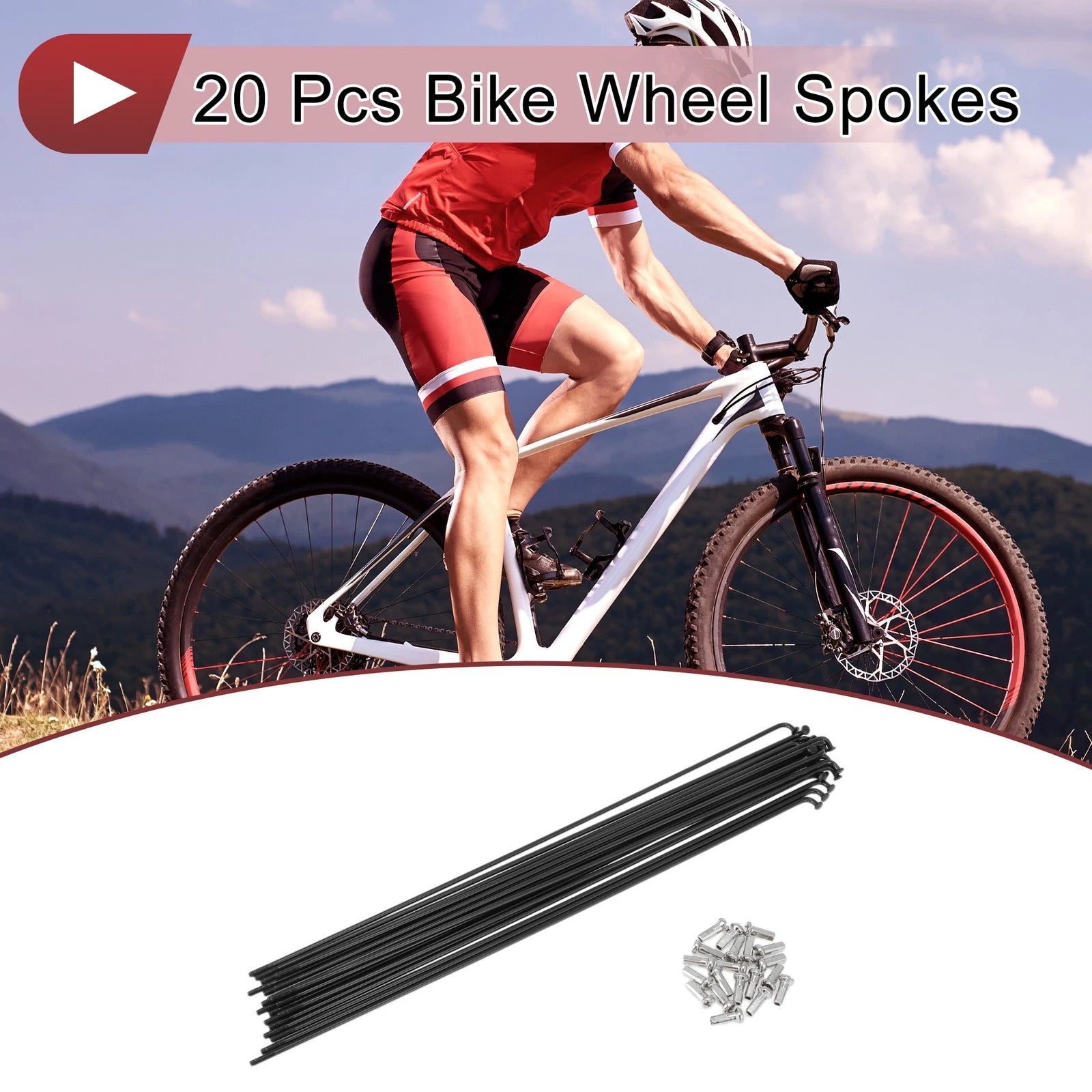 Bicycle Spokes Replacement Set 241mm Stainless Steel Black for 20 Set (304)