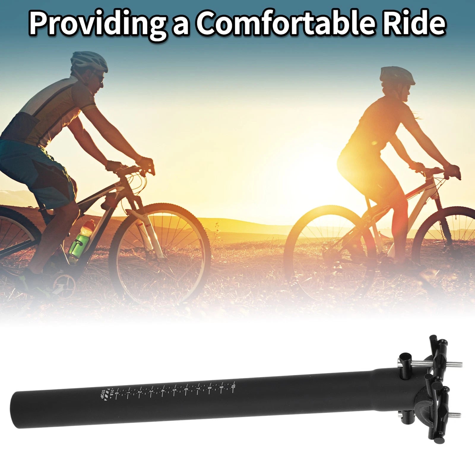 Seat Post Lightweight 2-bolt Design for Bike 31.8x350mm Matte Black