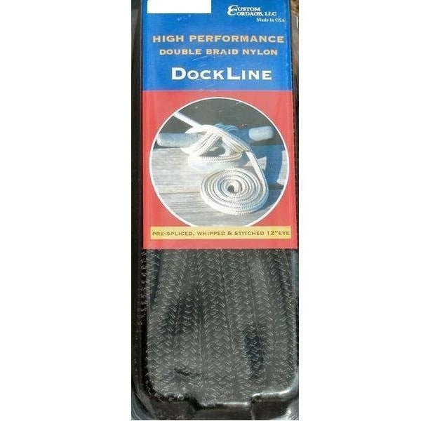 3/4" x 30" Black Double Braid Dock Line for Marine Use (167)