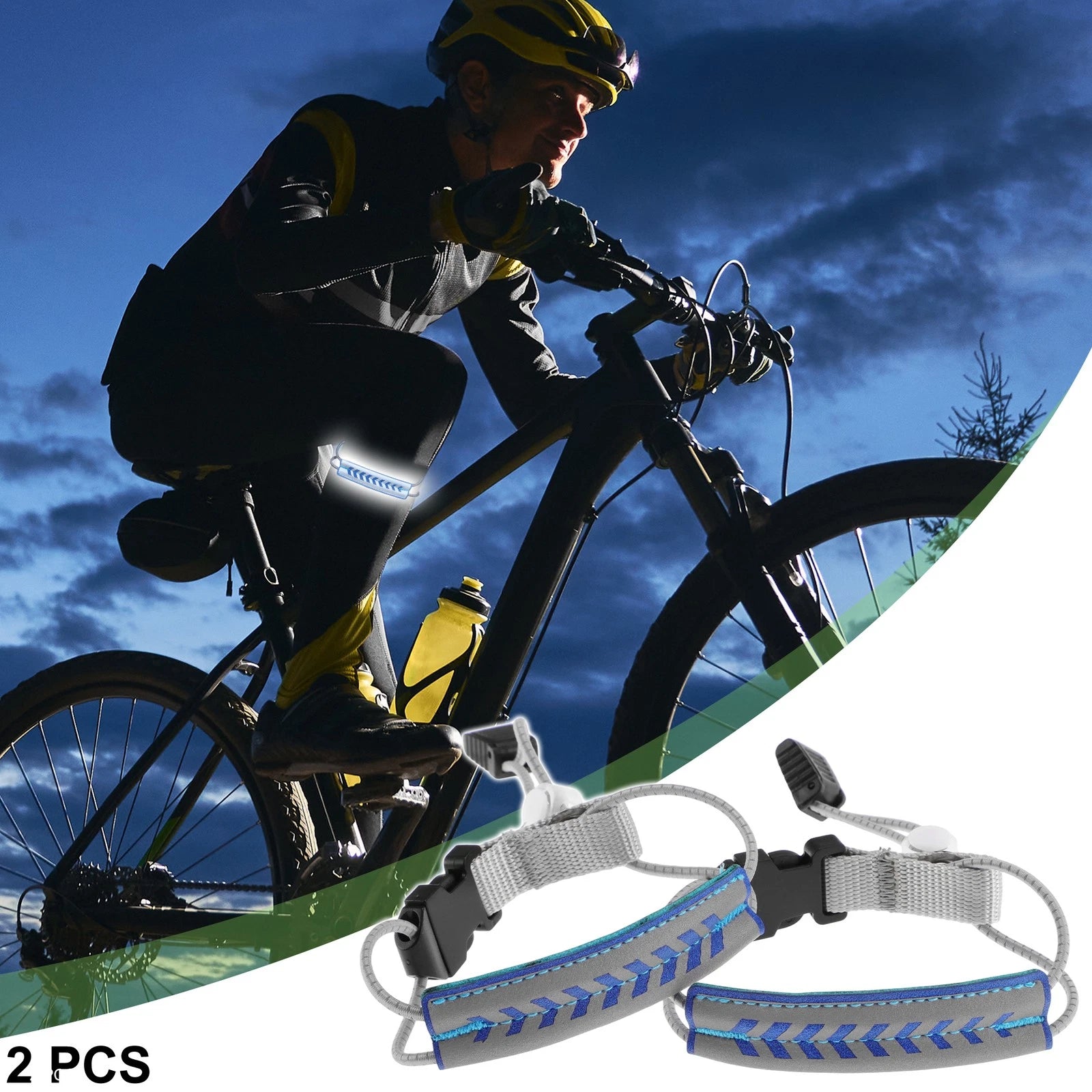 Reflective Bicycle Trouser Clips Adjustable Cycling Bands 2 Pack for Bike