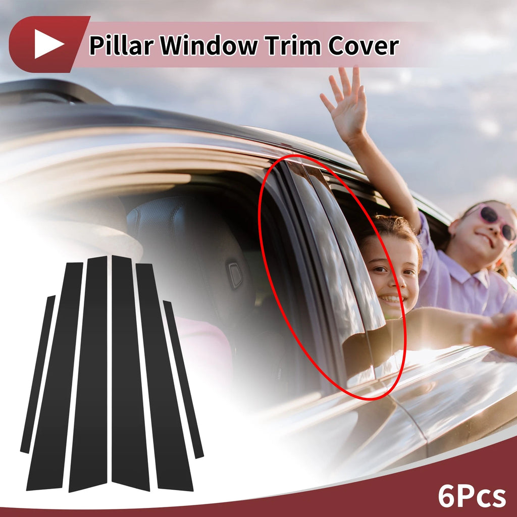 6 Pcs Door Pillar Window Trim Replacement for Honda Civic (2001–2005)