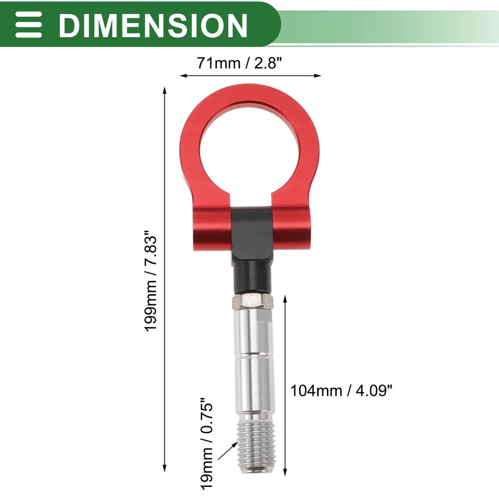Front Rear Tow Hook for Mazda RX8 (2003–2008) 19mm Aluminum Alloy Red Set