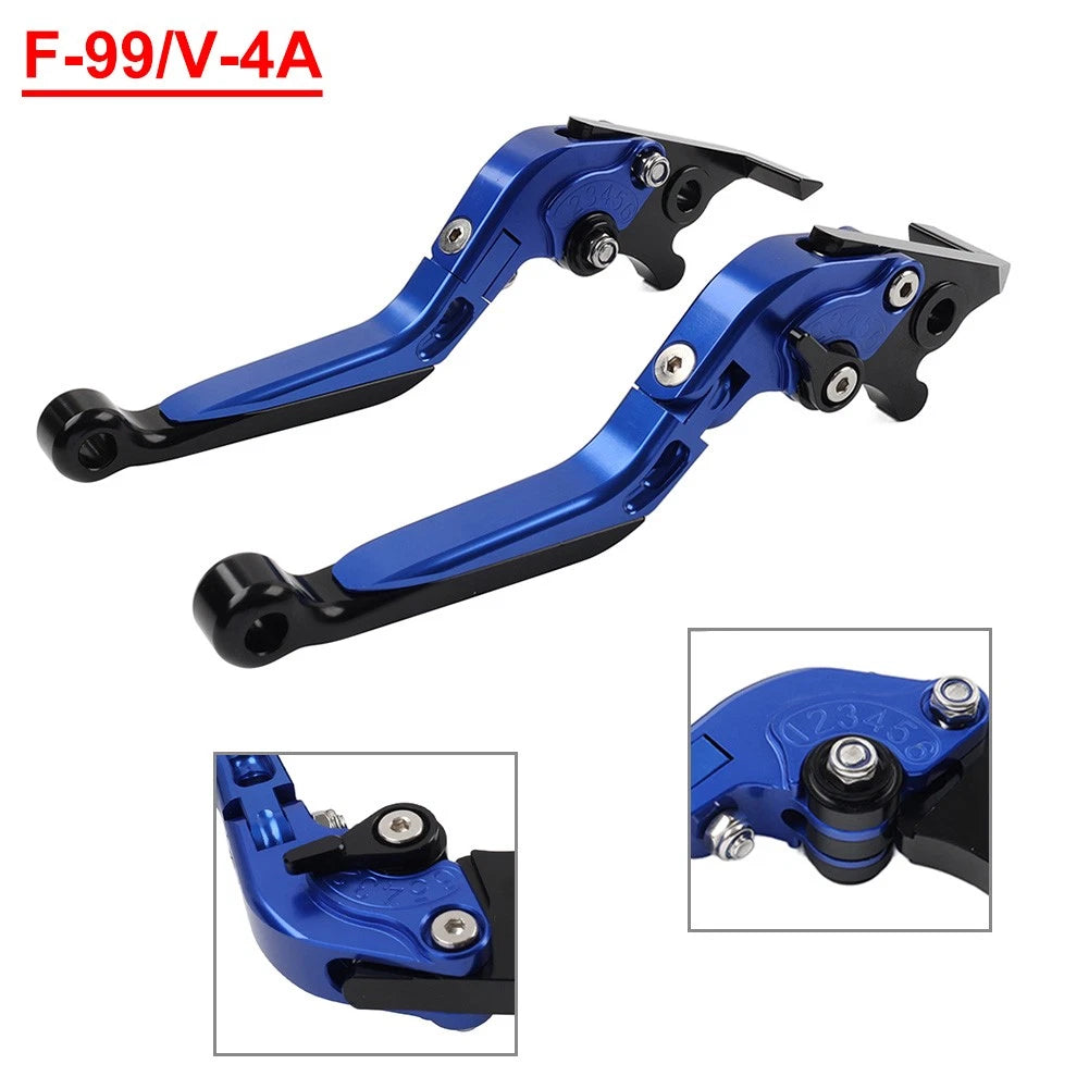 Folding Extendable Brake Clutch Levers for Aprilia V4 1100RR (2017–2021) Blue