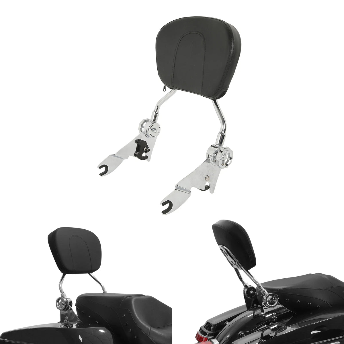 Adjustable Detachable Backrest Sissy Bar Chrome for HD Harley Touring (2009–2023)