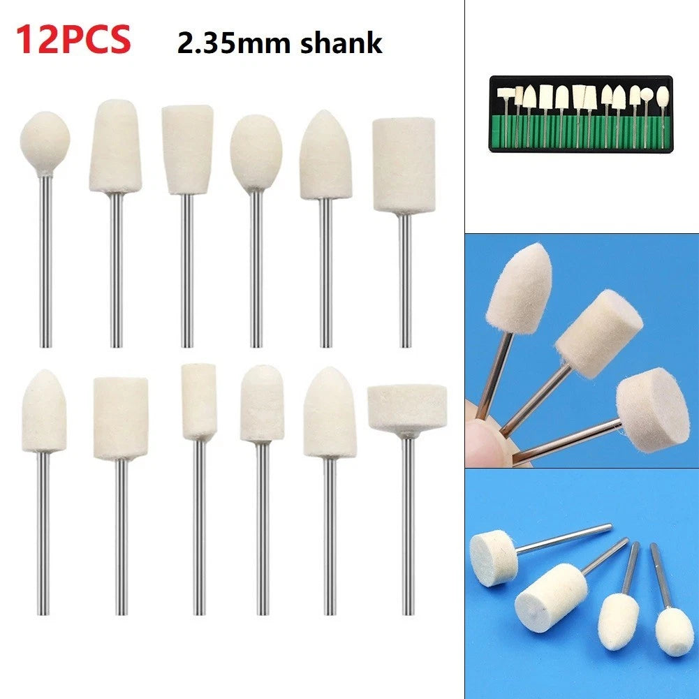 12 Pcs Wool Felt Grinding Head Rotary Tool Abrasive Set