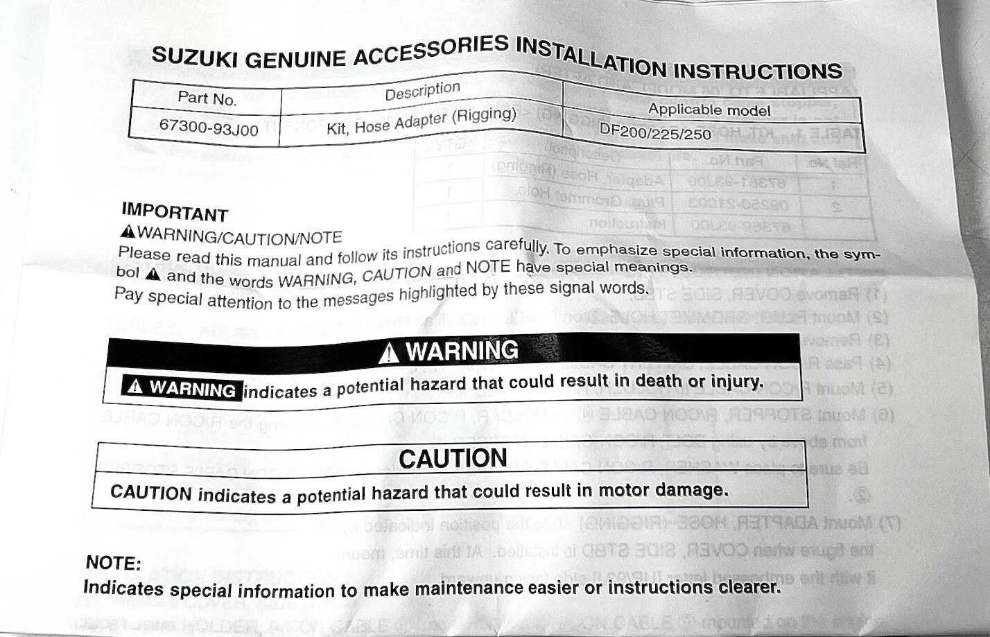 Rigging Hose Adapter Kit for Suzuki (OEM) (67300-93J00)