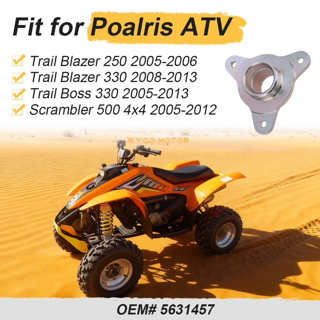 Rear Brake Disc Rotor Hub for Polaris Trail Blazer 250 330 Trail Boss 330 (2005–2013)