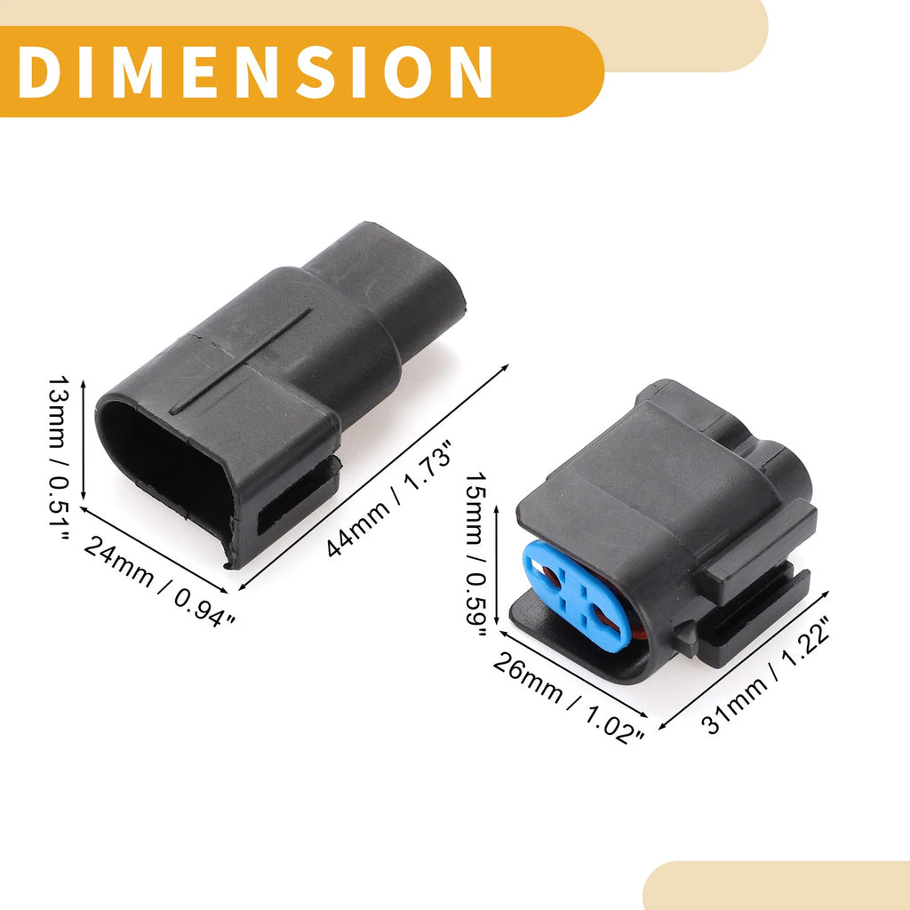 2 Pin Waterproof Sensor Wire Harness Connector Plug for Car Boat RV