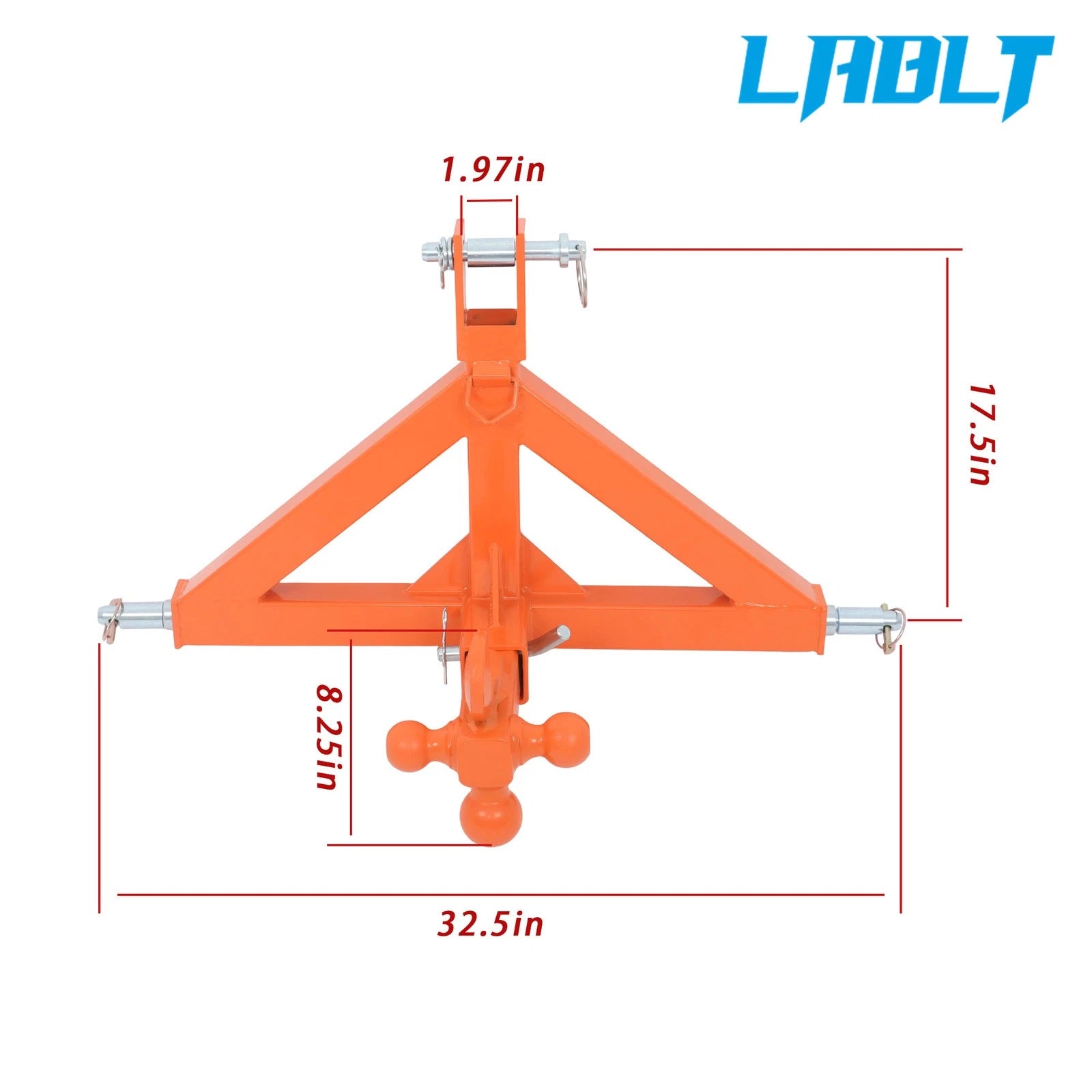 3" Trailer Hitch Receiver with Towing Ball & Hook for LABLT