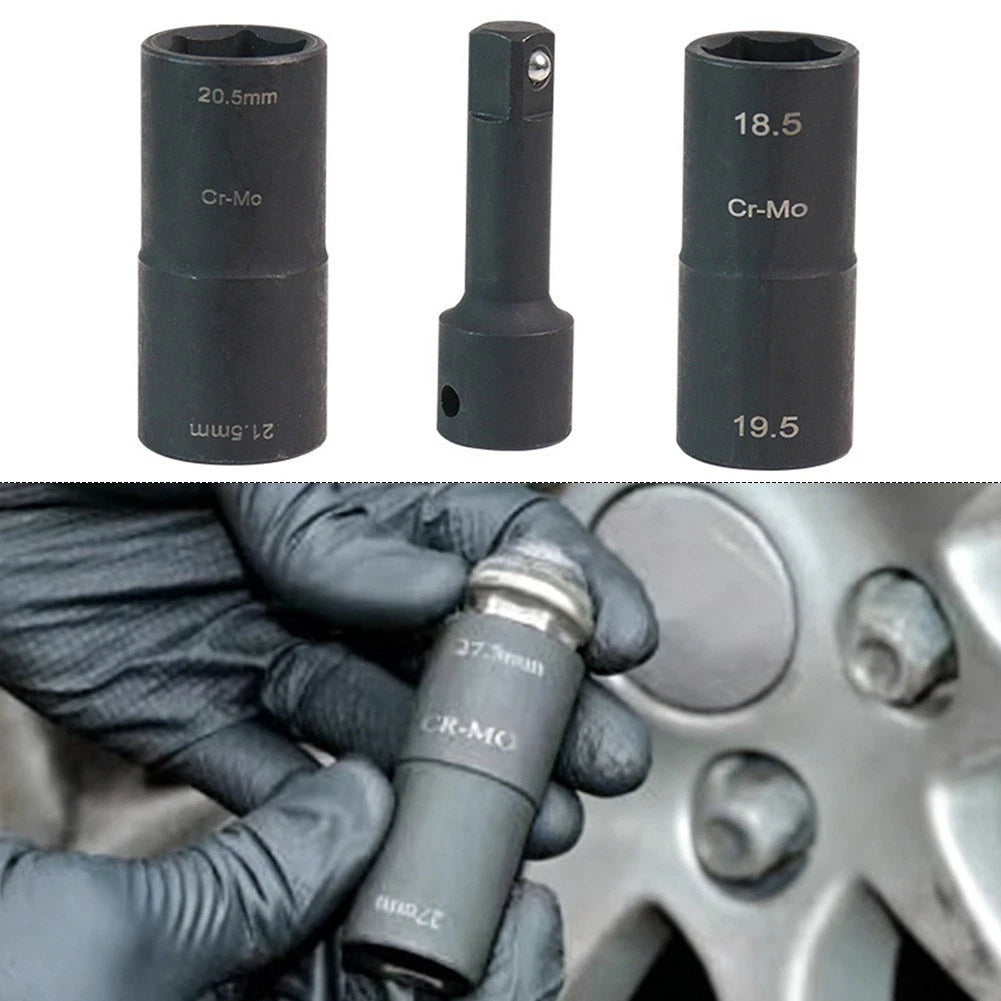 Roadside Tire Change Wheel Nut Set 6-Point Tool 3-piece Kit Secure Lug Fastening