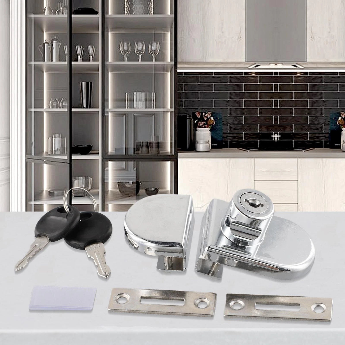 Glass Door Lock for Home Cabinet Double Door