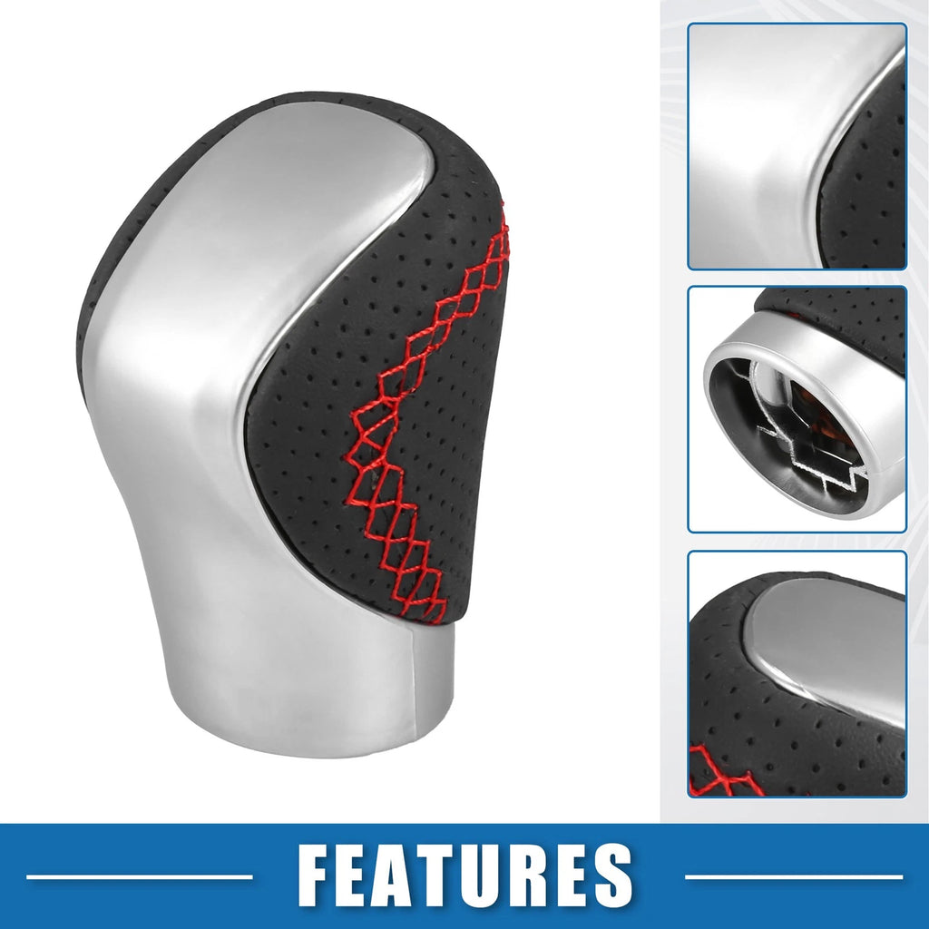 Gear Shift Knob Replacement for Lexus Silver Tone Cover Red Thread (2010–2020)