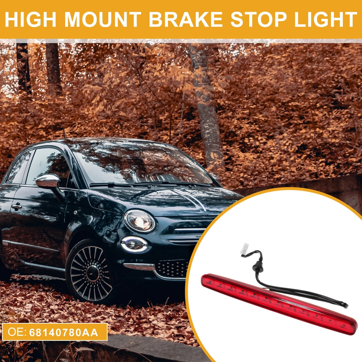 Third Brake Stop Light No. 68140780AA for Fiat 500 (2012–2019) Red