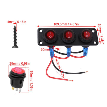 20A 3 Position LED Round Switch Panel for 12V-24V Vehicles