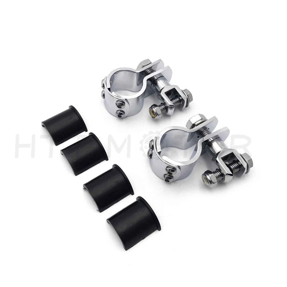 Chrome Foot Peg Mounts for Harley (1"-1 1/4" Engine Guard)