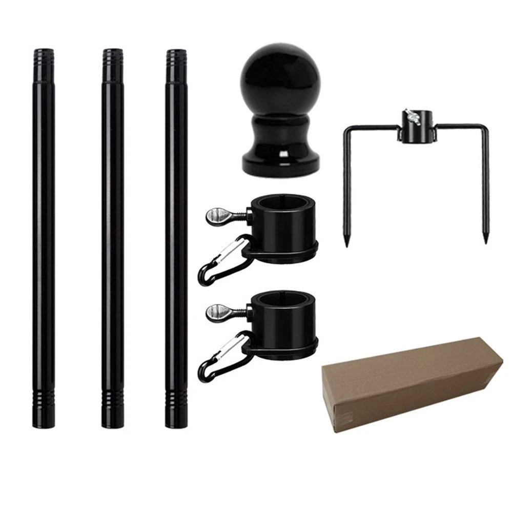 Adjustable 4FT Black Flag Pole Kit for Various Applications