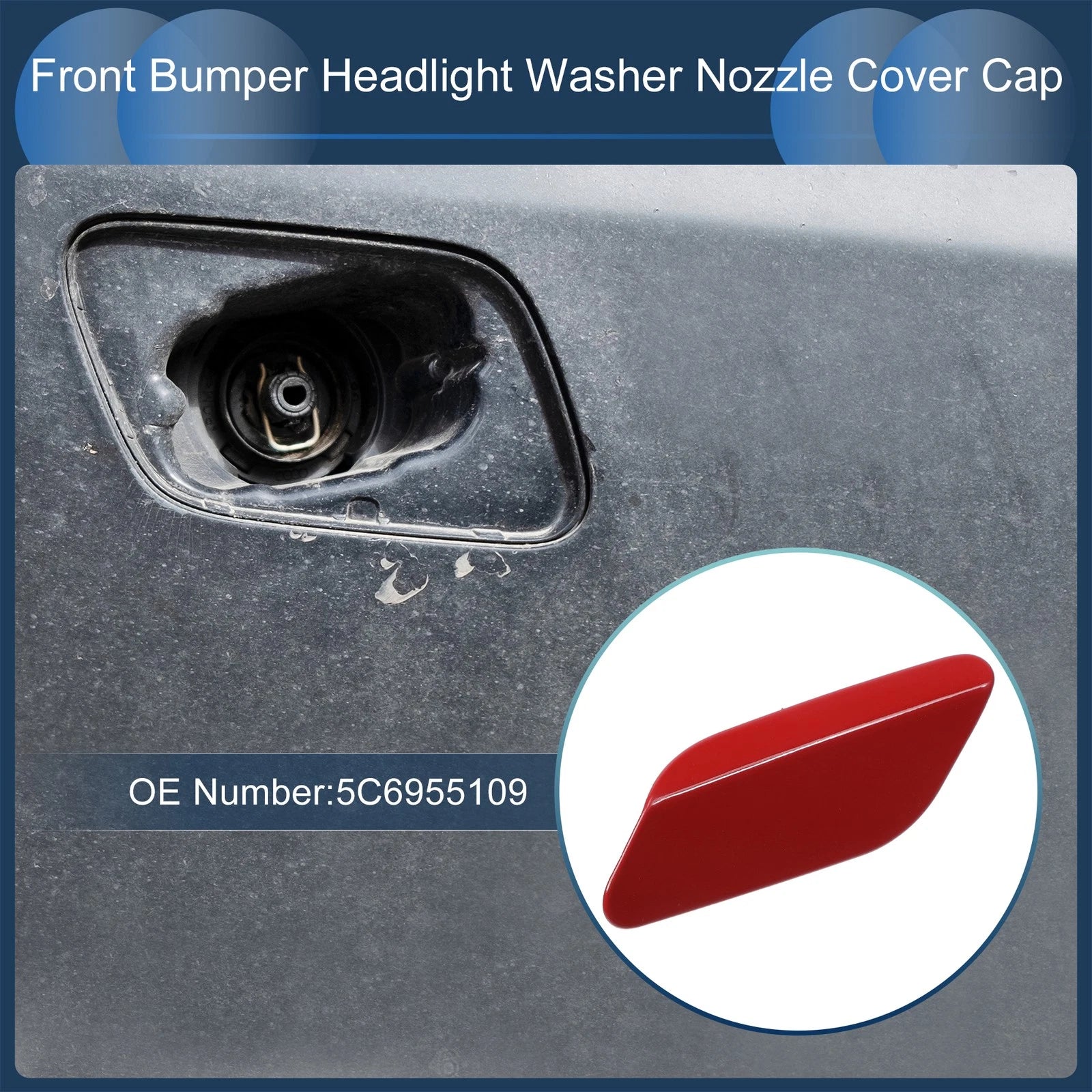 Washer Nozzle Cover Cap Front Left Replacement for Volkswagen Jetta A6 (2011–2014)