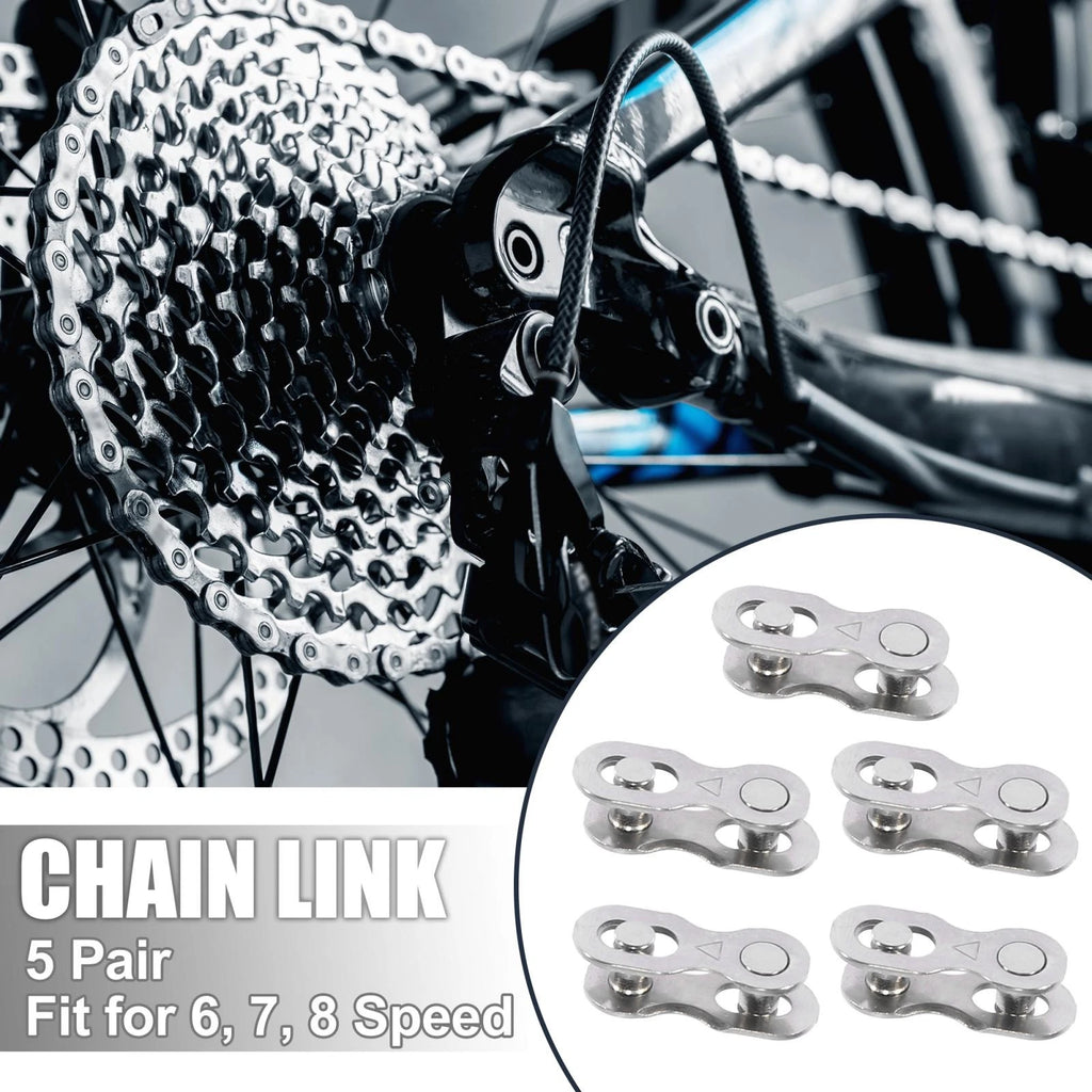 6 7 8 Speed Chain Master Link Connectors Pair for Bicycle Bike (Silver)