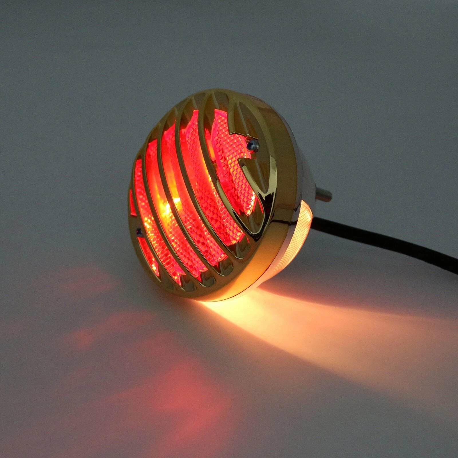 Round Motorcycle Tail Brake Light for Bobber Chopper (Custom Gold)