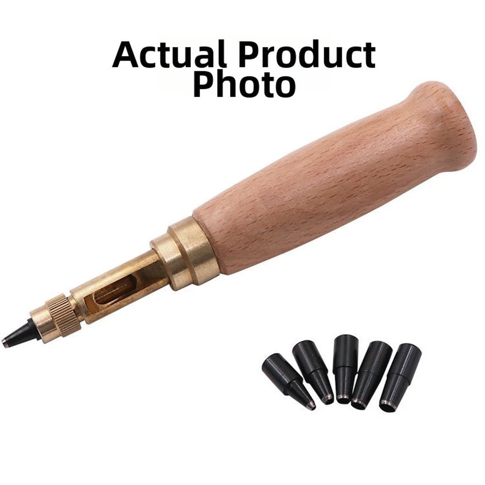Rotating Leather Hole Punch Tool for Belts (6 Replaceable Punch Heads)