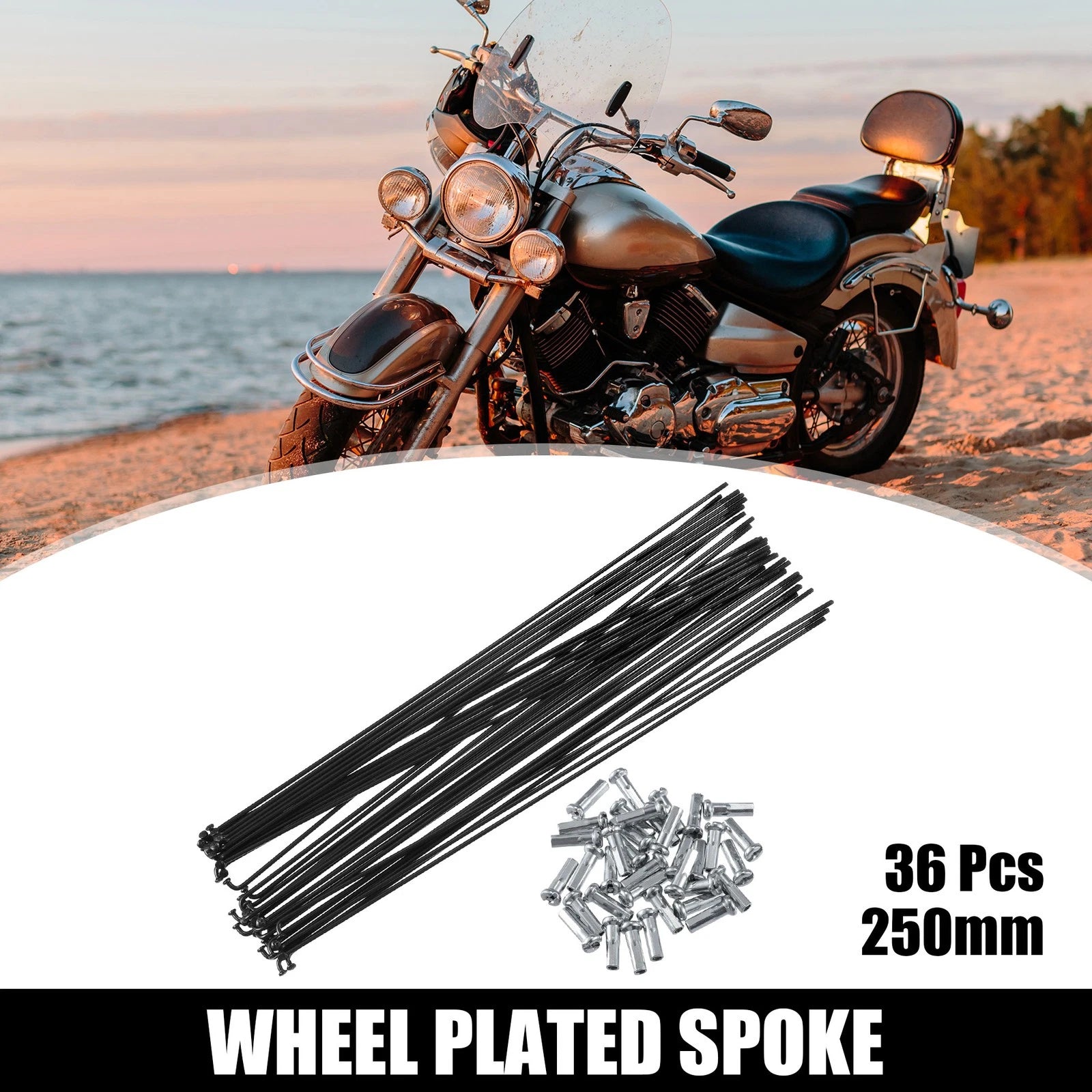 36 Pc Bicycle Steel Spokes 14G 250mm with Nipples for Most Bikes