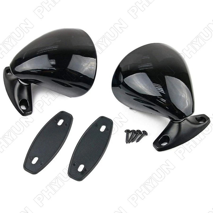 Pair Vintage Classic Car Door Wing Rear View Side Mirrors Black Shell Blue Glass
