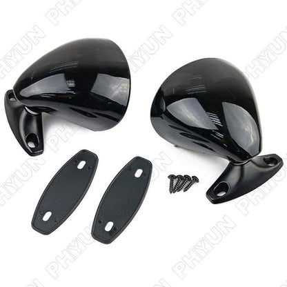Pair Vintage Classic Car Door Wing Rear View Side Mirrors Black Shell Blue Glass