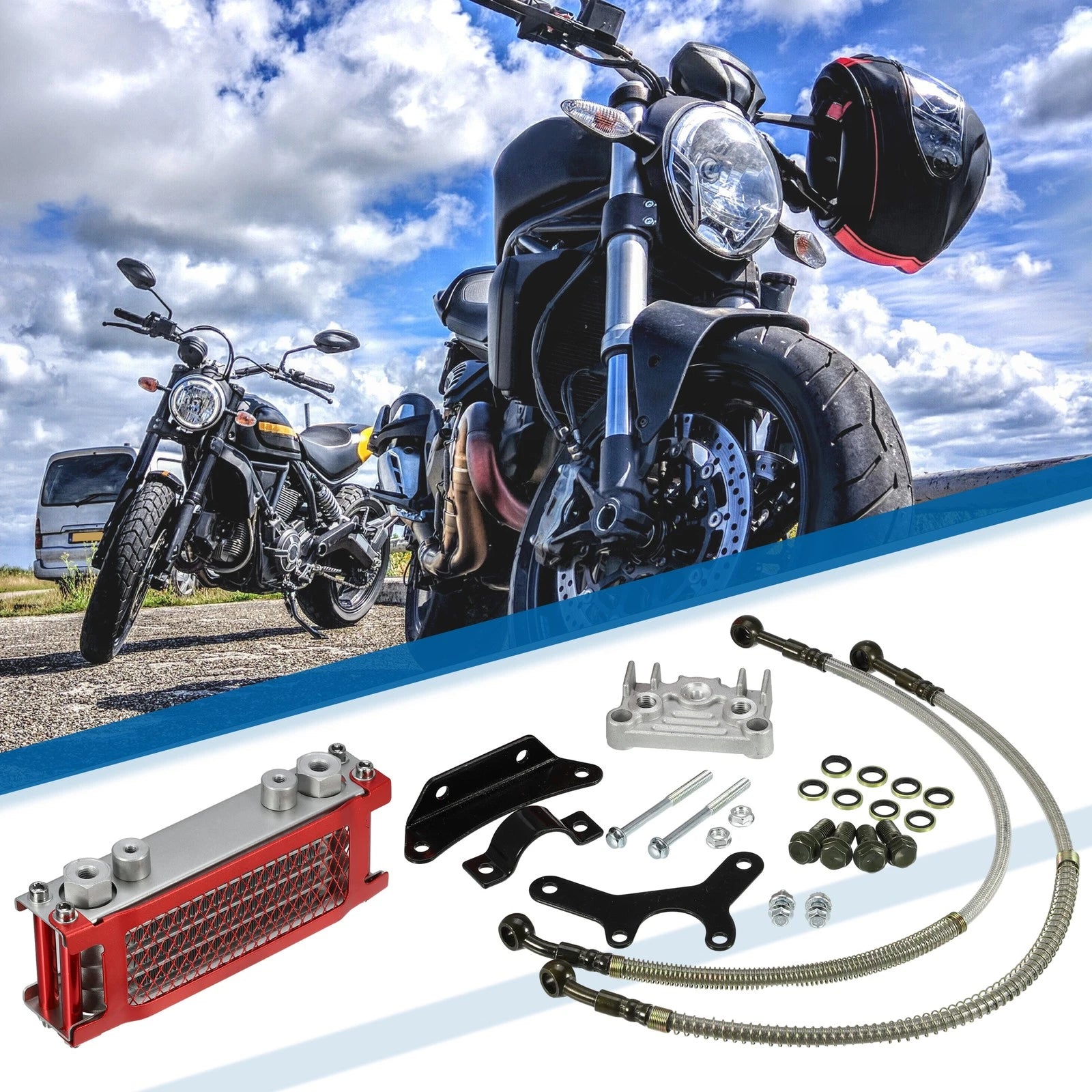Oil Cooler Radiator Kit for Pit Bike Monkey Bike (Universal) (Set)