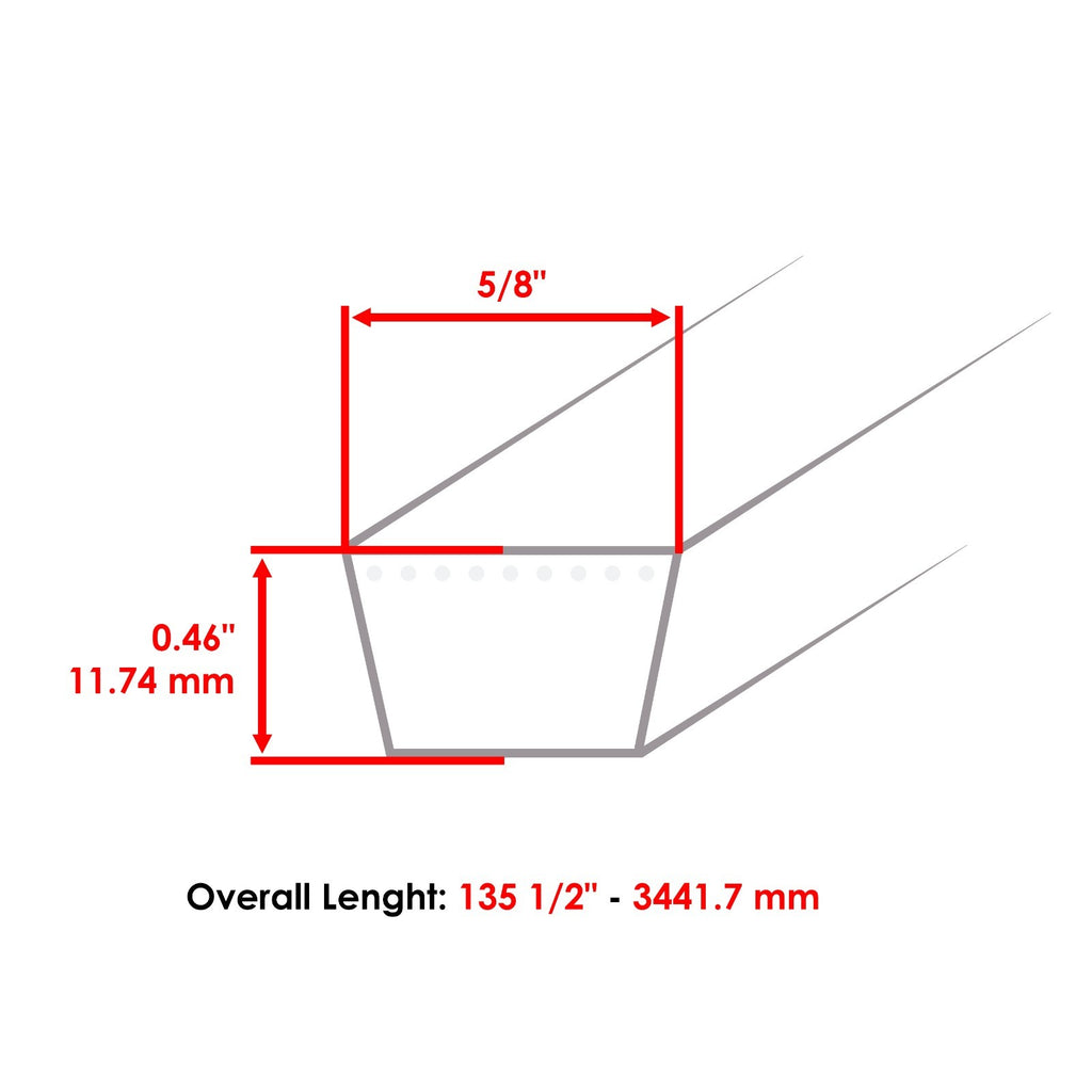 Deck Belt 5/8 In Thick Replacement for Husqvarna RZ4824 WH4817 (2008–2018)