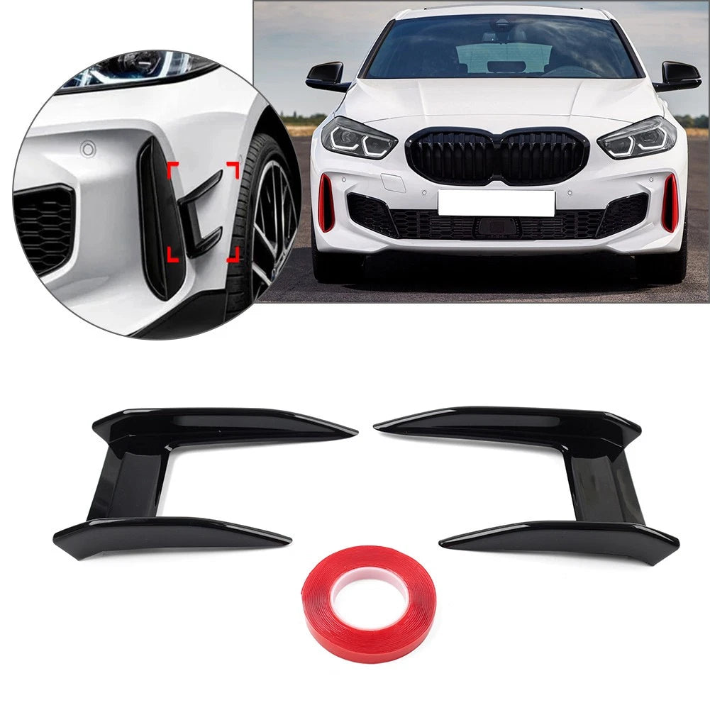 Front Bumper Side Spoiler For BMW 1 Series F40 Hatchback 19-23 Glossy BLK
