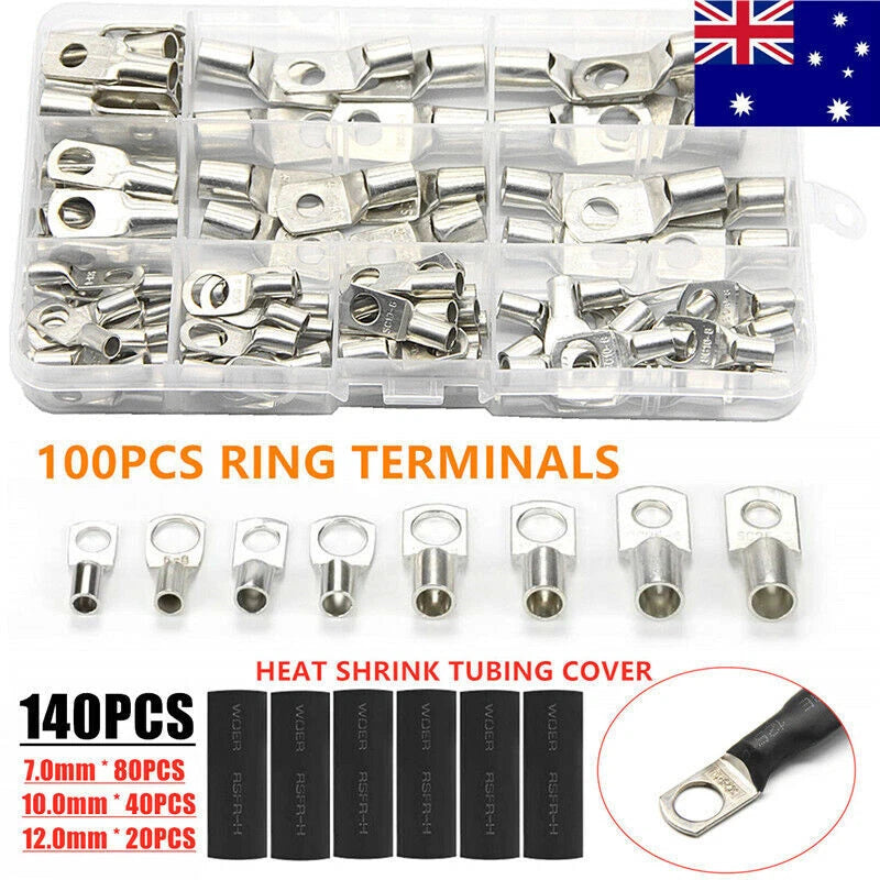 240PCS Copper Battery Cable Lug Ring Terminals Kit for