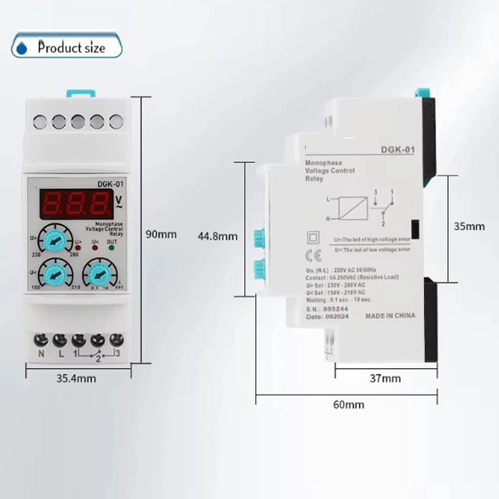 Adjustable Overvoltage Undervoltage Relay for Monophase Voltage Protector