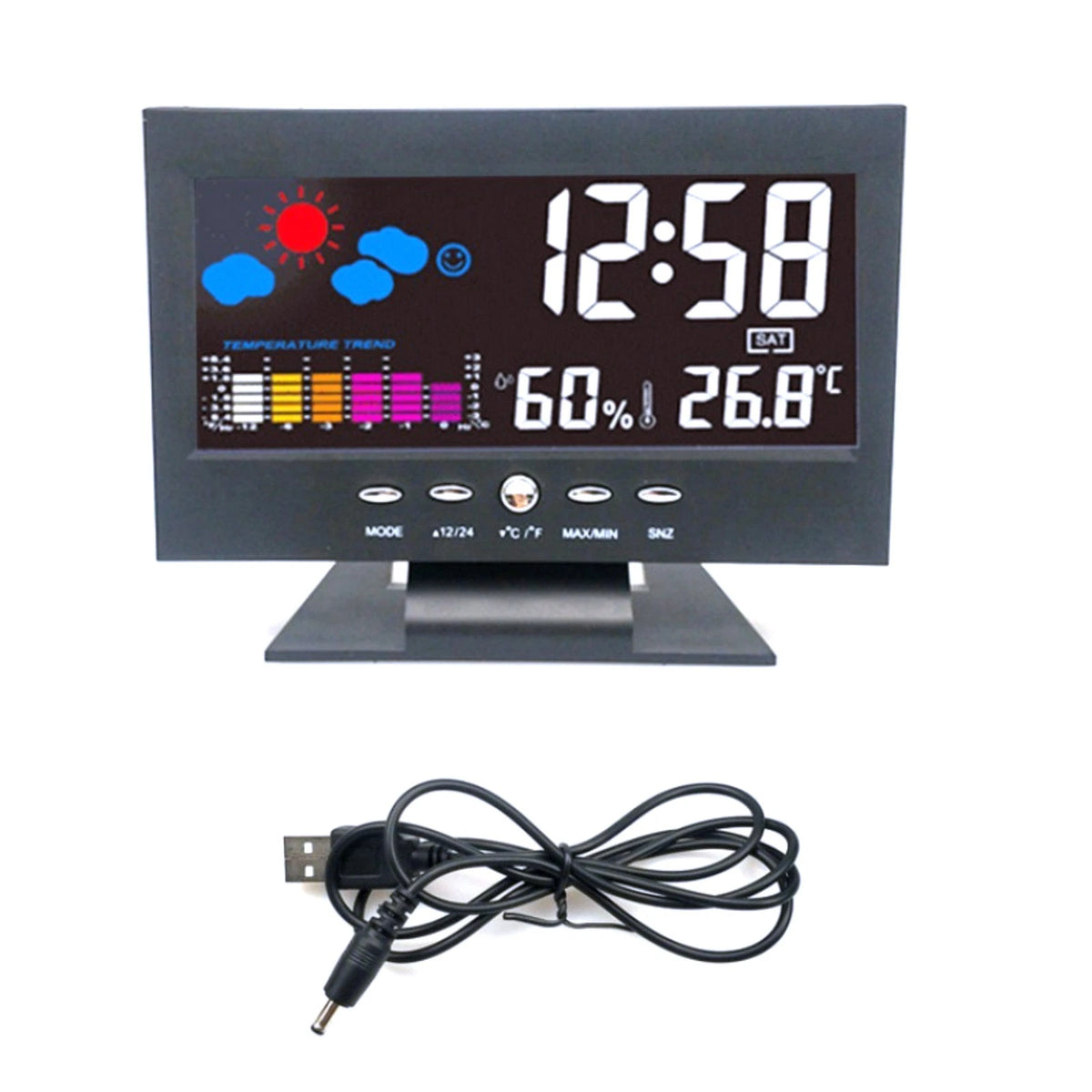 LED Digital Clock with Temperature & Humidity Display for Universal Use