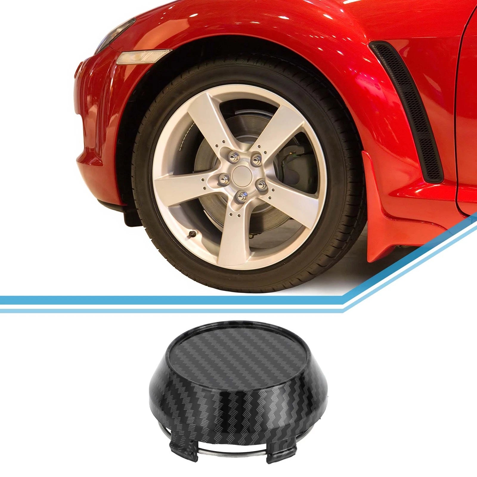 60mm Wheel Center Hub Cap for Universal Fit (Carbon Fiber Pattern)