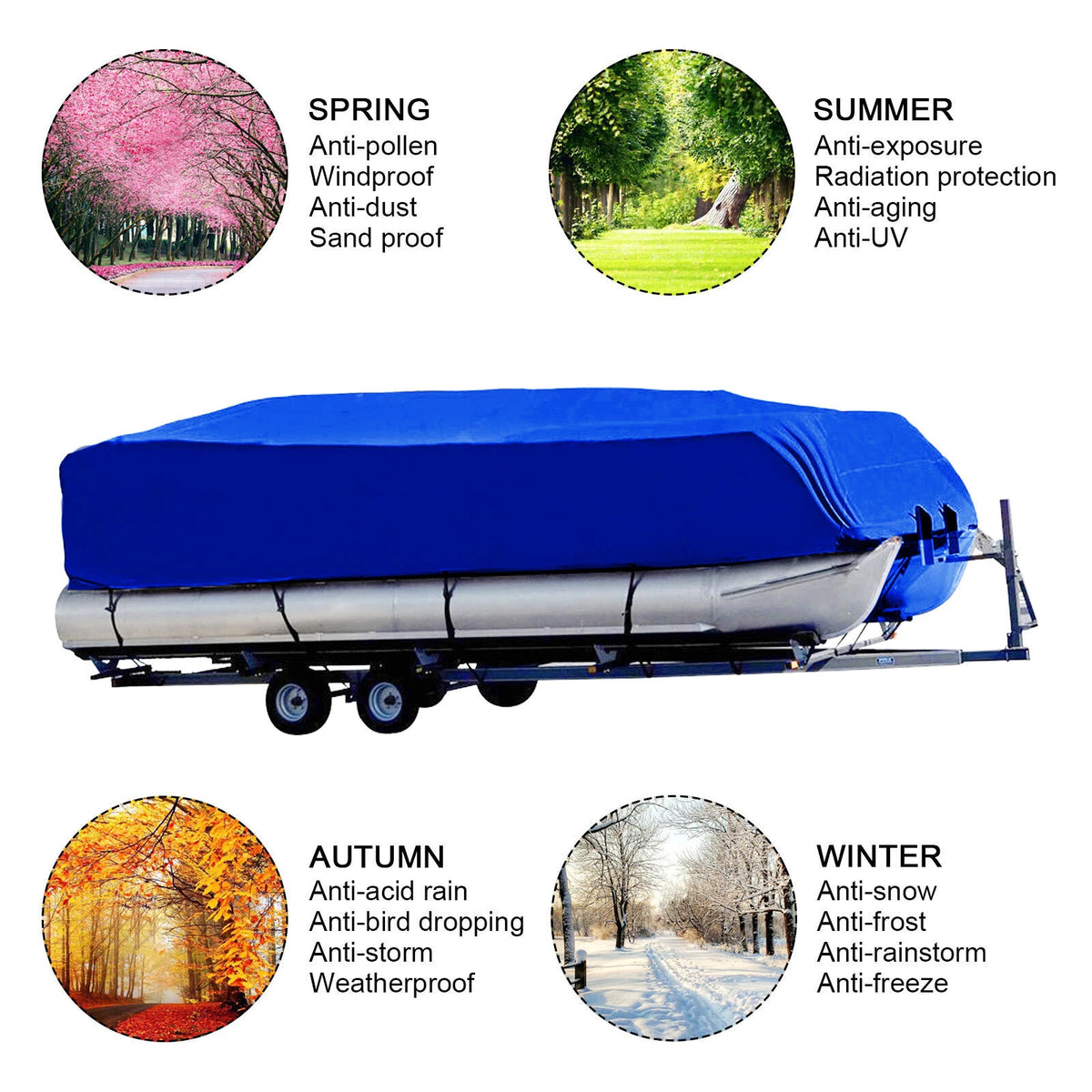 Boat Cover for Pontoon 21-24 Ft (Heavy Duty, Rain, Snow, UV Resistant)