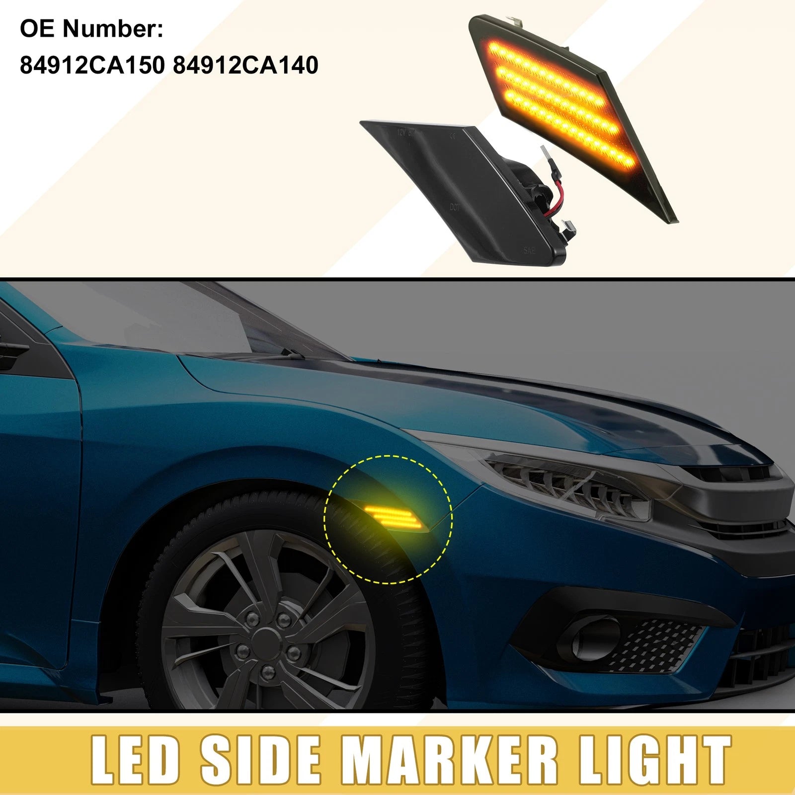 Front LED Side Marker Light Replacement for Scion FR-S (2013–2016) Amber