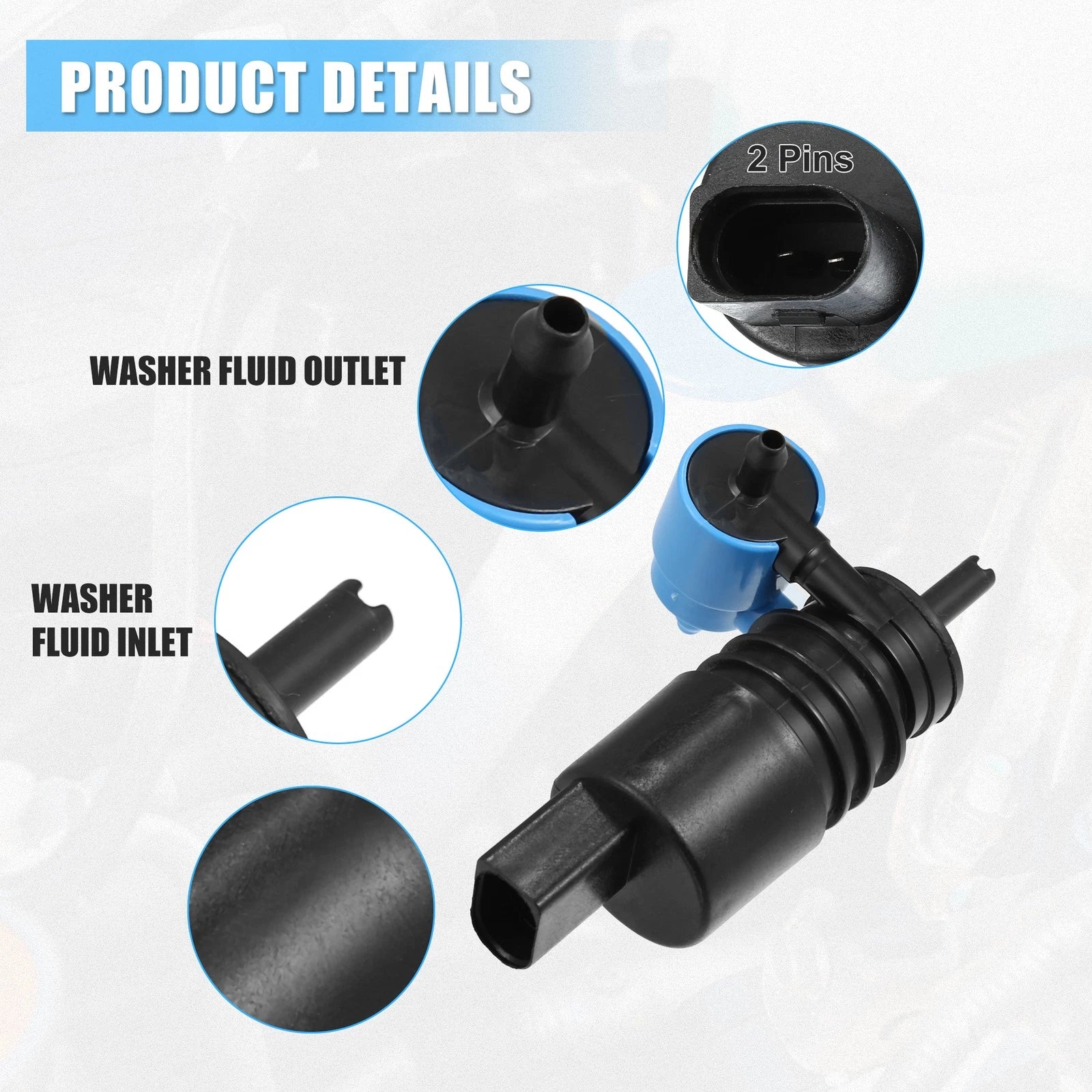 Windshield Washer Motor Pump Replacement for Volkswagen Atlas for Audi (2018–2024)