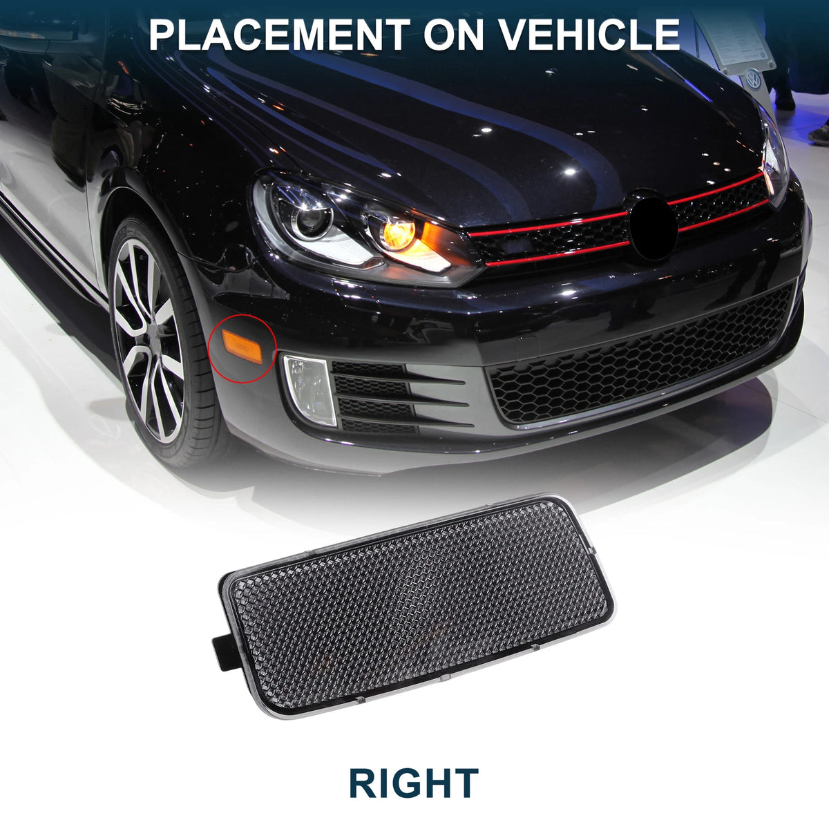 1 Pc Right Front Bumper Side Marker Light Cover for VW GTI MK6 (2010–2014)